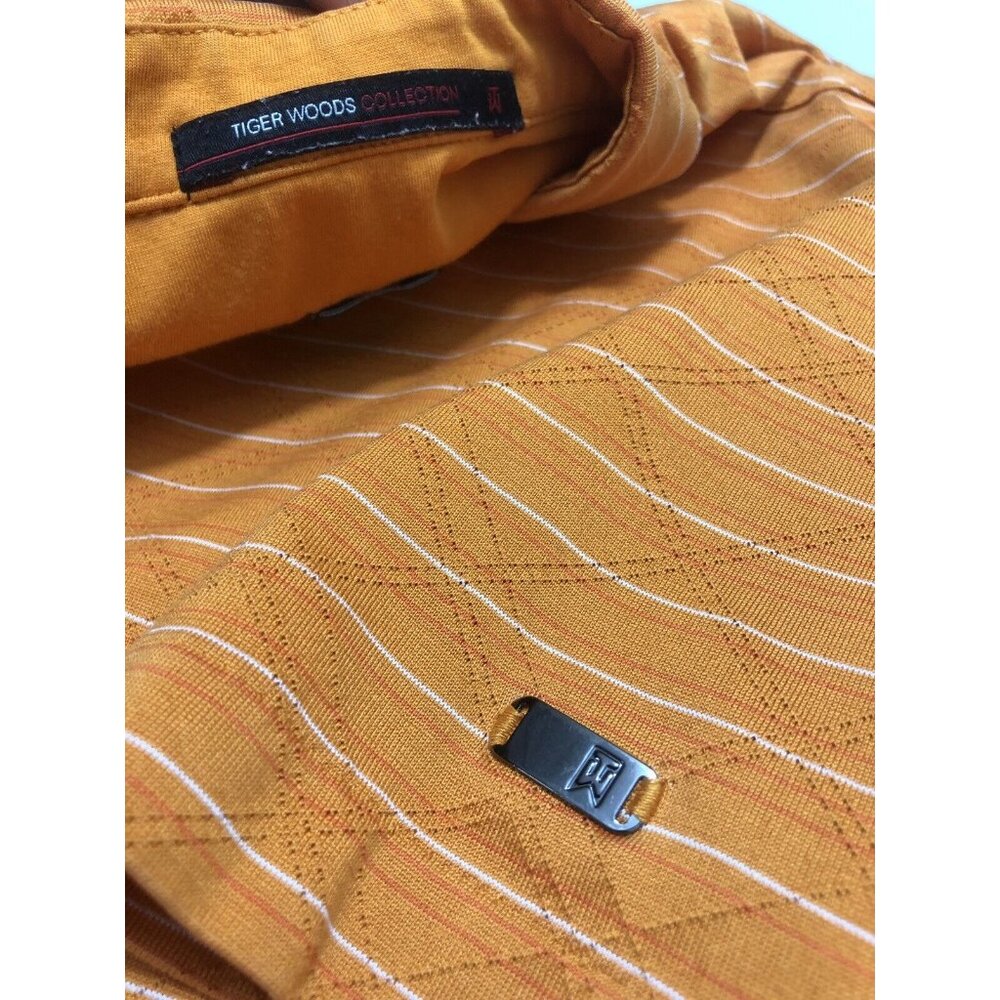 Tiger Woods Collection Nike Fit Dry Men Golf Polo Shirt Textured Orange Large L - Picture 3 of 8